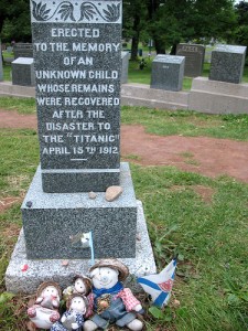 The grave of an unknown child who died in the Titanic disaster and was buried in Halifax.