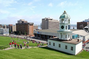 Halifax's town clock on a sunny day. Halifax's town clock on a sunny day.