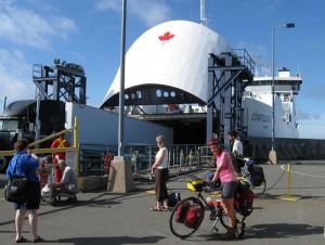 The ferry between PEI and Nova Scotia. It will take cars as well as bikes and pedestrians. The ferry between PEI and Nova Scotia. It will take cars as well as bikes and pedestrians.
